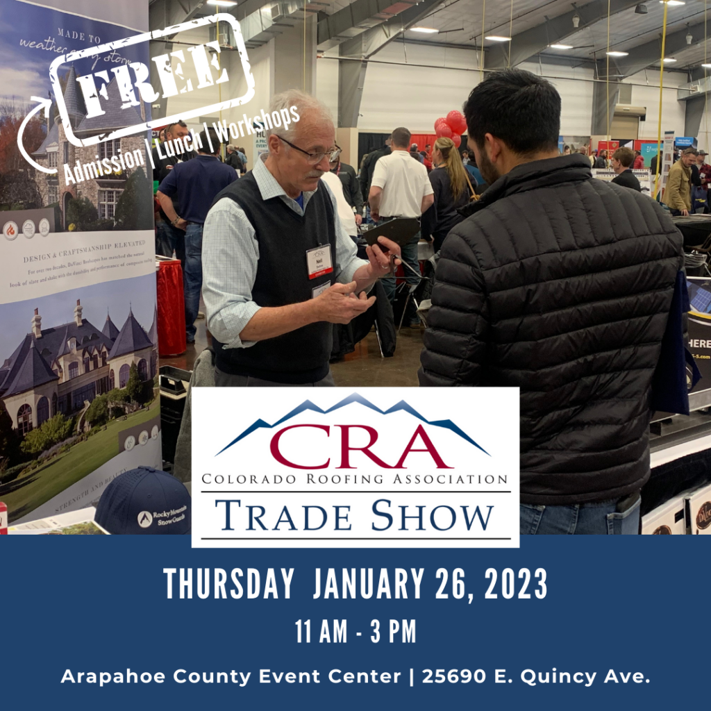 Visit us at the 2023 Colorado Roofing Assocation Trade Show Building